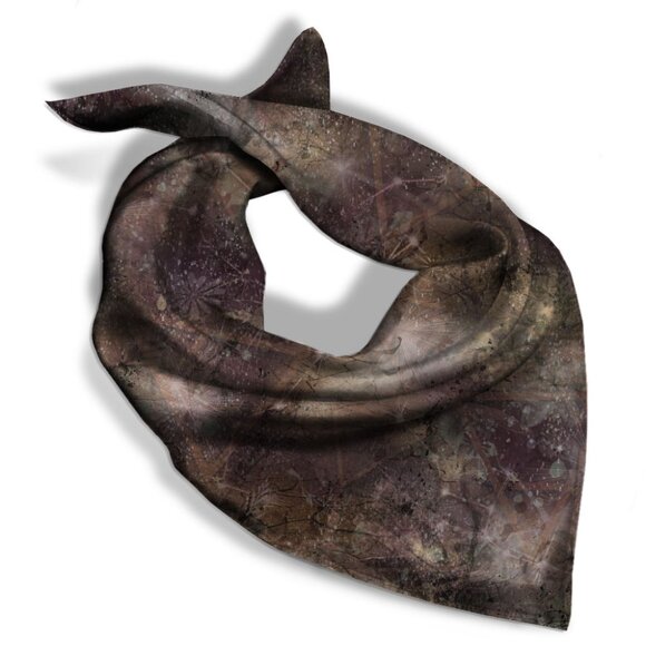 Night Sky in Cosmic Virgo Brown Square Pure Silk Scarf - Picture 9 of 10